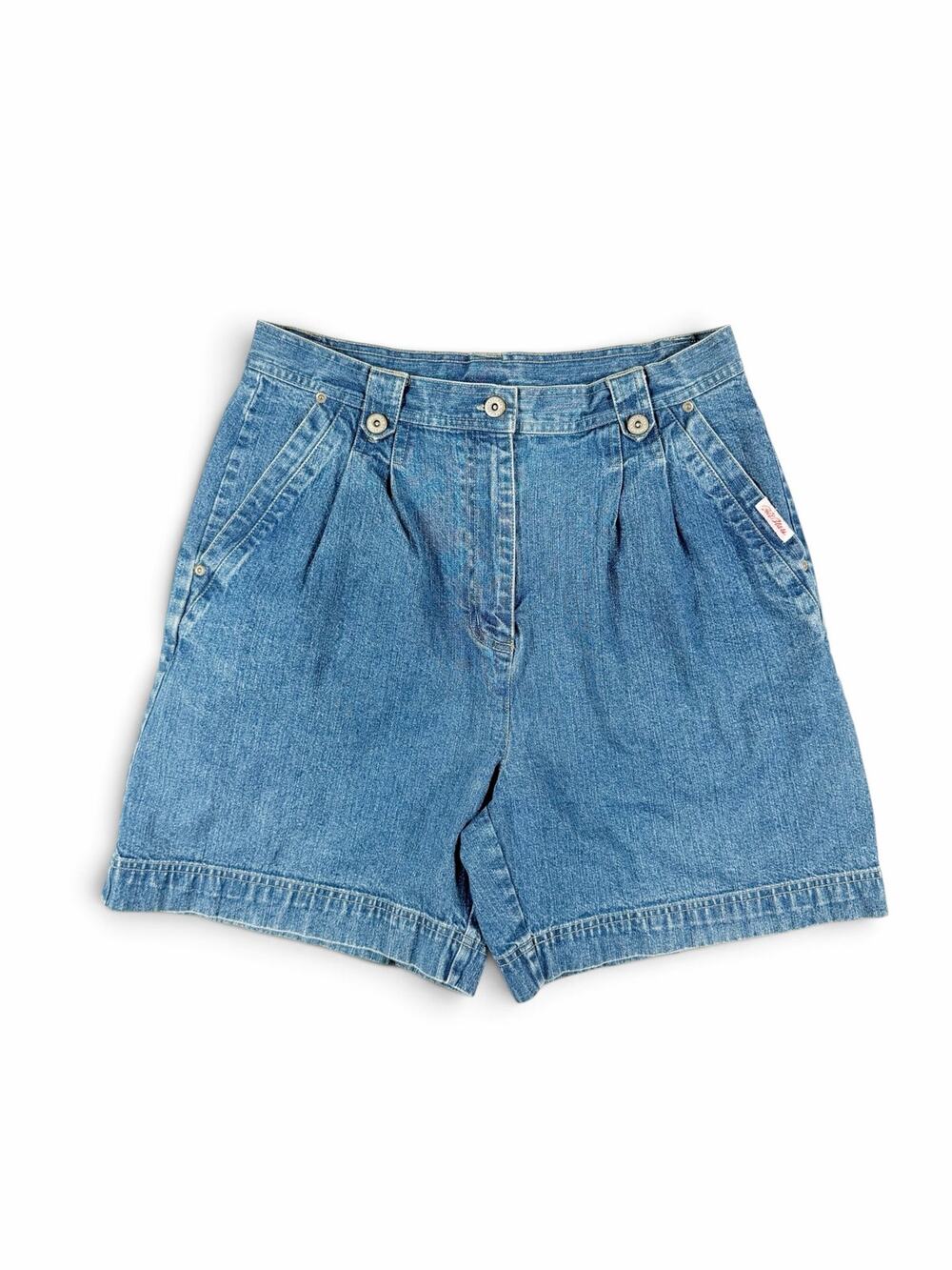 Vintage Bill Blass Jeans High Rise Pleated Denim Shorts Blue Size 14